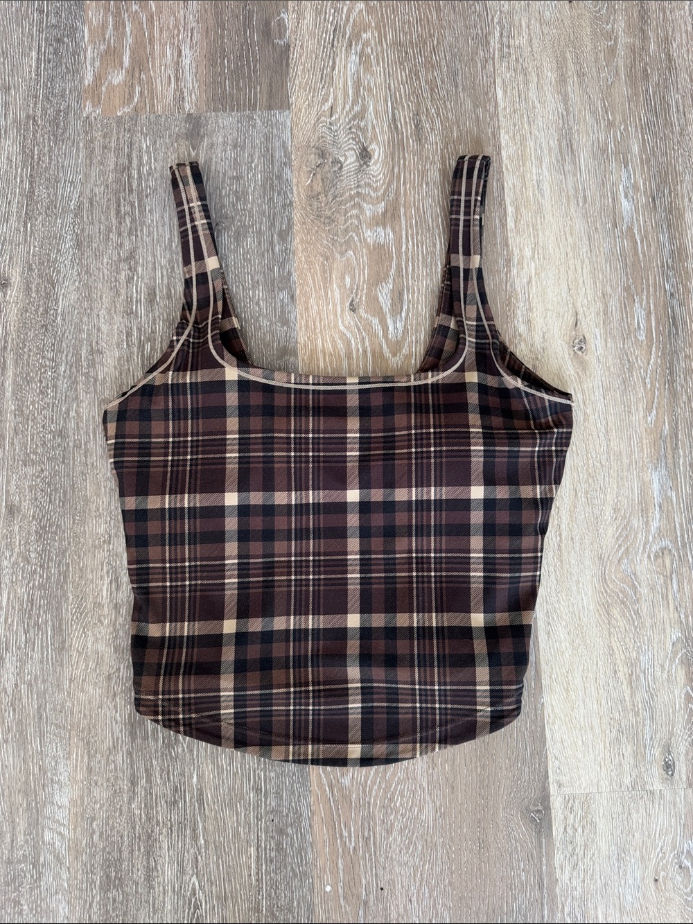 Vitality Cloud II™ U Tank - Espresso Plaid - Size M Marshmallow Soft Yoga Top